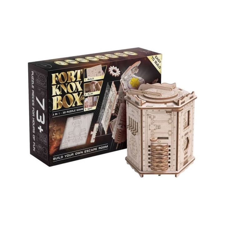 EscapeWelt 3D dřevěná mechanická skládačka hlavolamu Fort Knox Pro