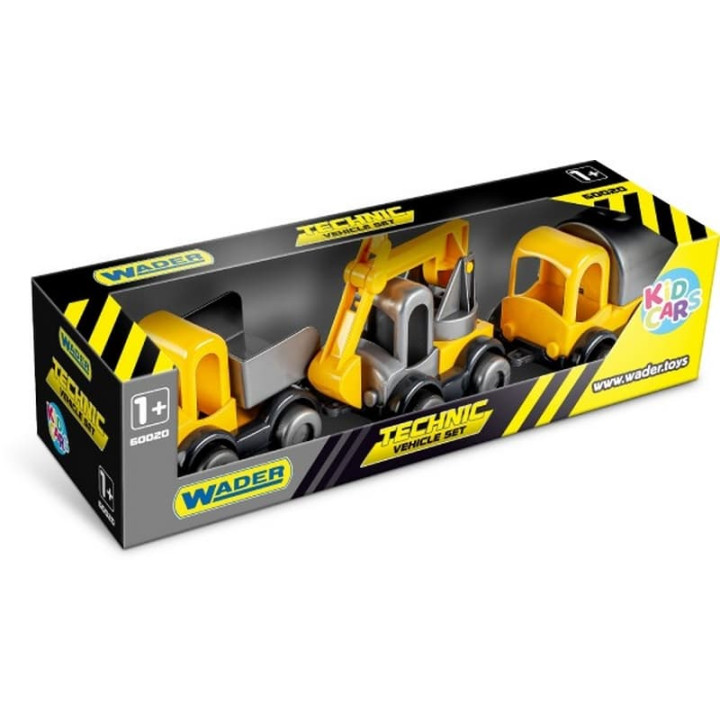 Auto stavební Kid Cars 3ks plast 10cm v krabičce 12m+ Wader