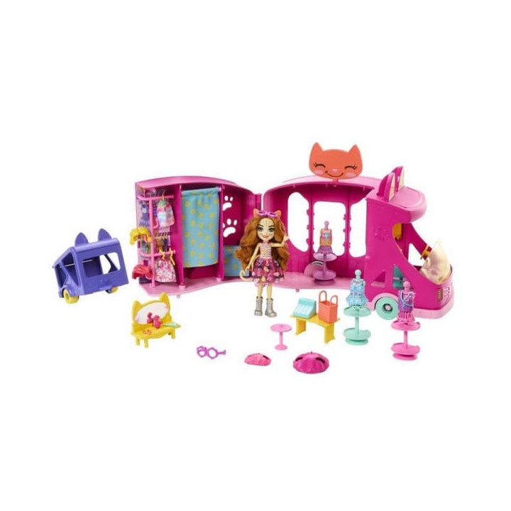 ENCHANTIMALS KOČIČÍ MÓDNÍ OBCHOD NA KOLECH HERNÍ SET