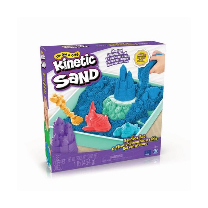 KINETIC SAND KRABICE TEKUTÉHO PÍSKU S PODLOŽKOU MODRÁ