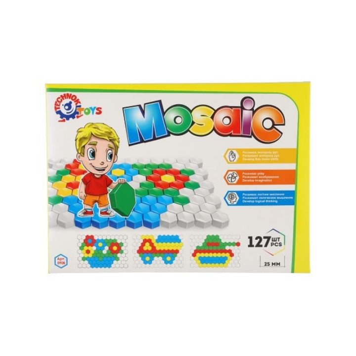 Mozaika klobouček 2,5cm hladká plast 127ks v krabici