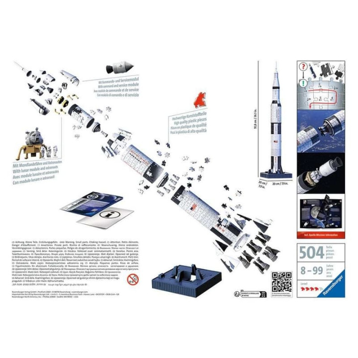 Ravensburger 11545 3D puzzle Vesmírná raketa Saturn V 432 dílků