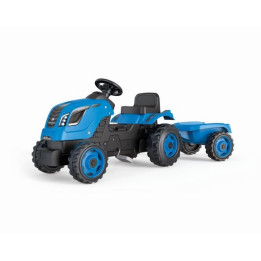 Šlapací traktor Farmer XL modrý s vozíkem