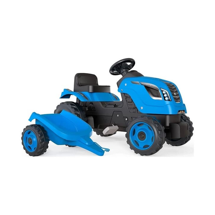 Šlapací traktor Farmer XL modrý s vozíkem