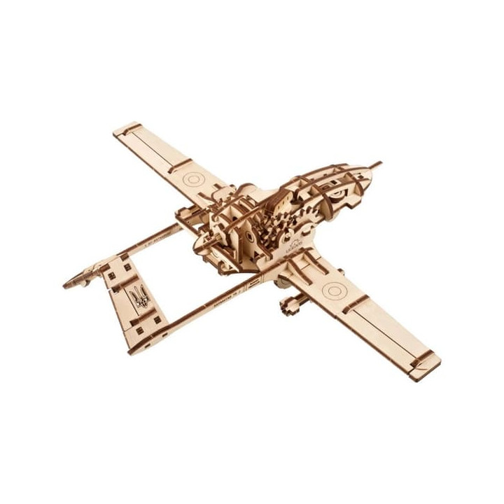 Ugears 3D dřevěné mechanické puzzle Bojový dron Bayraktar TB2