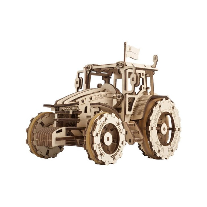 Ugears 3D dřevěné mechanické puzzle Traktor vítězí