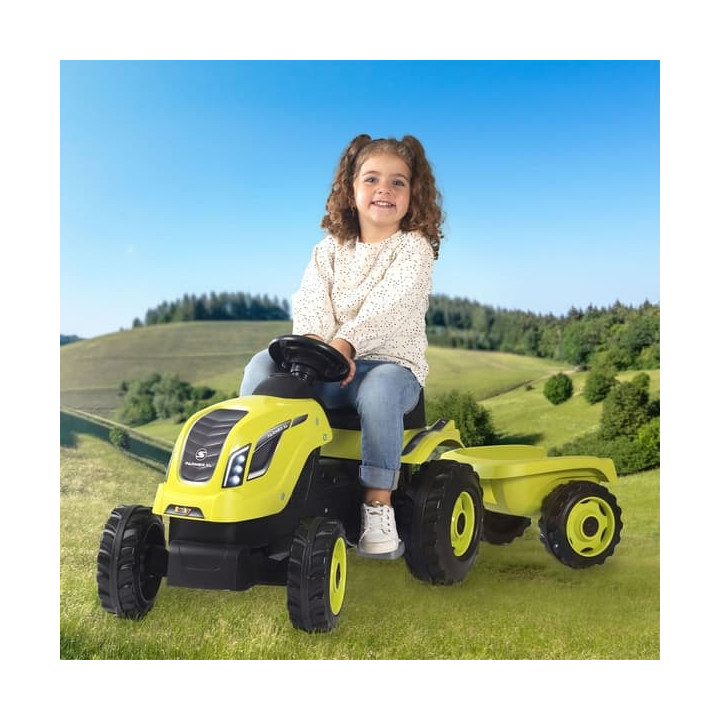 Šlapací traktor Farmer XL zelený s vozíkem