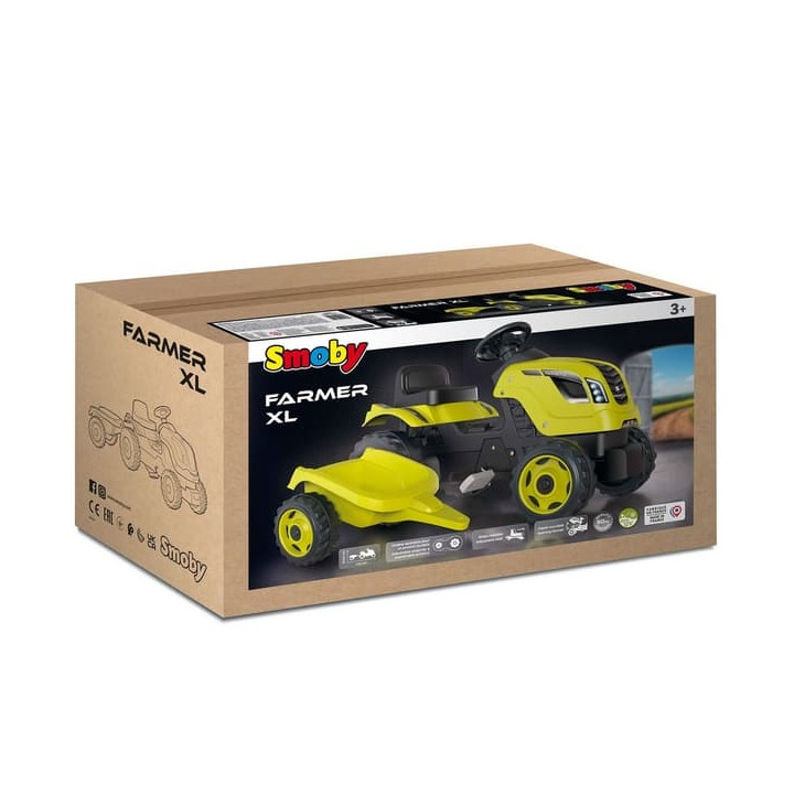 Šlapací traktor Farmer XL zelený s vozíkem