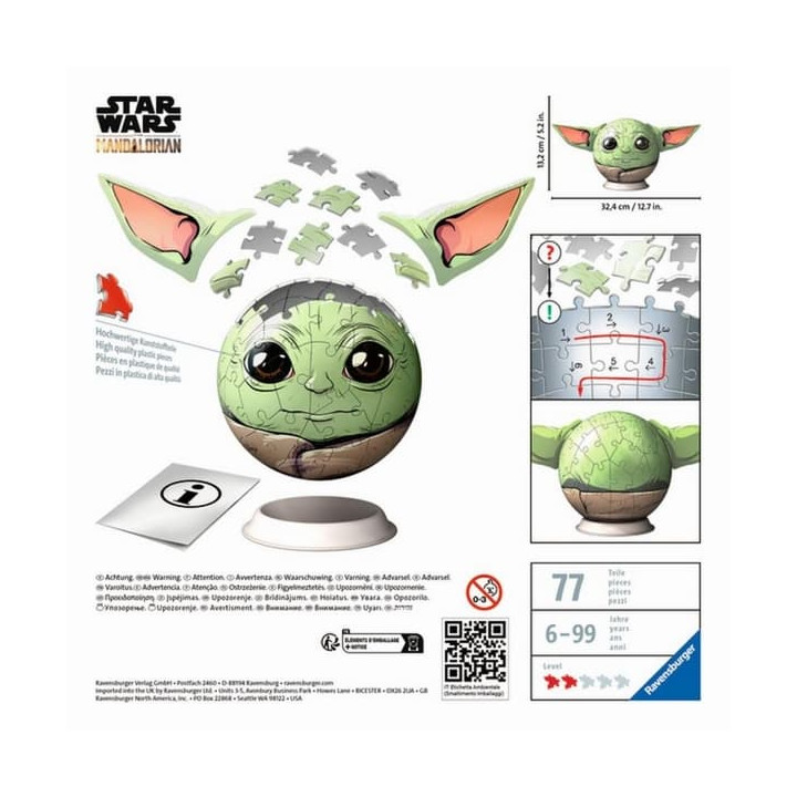 Ravensburger: Puzzle-Ball Star Wars: Baby Yoda s ušima 72 dílků