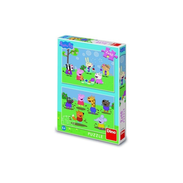 Puzzle 2v1 Prasátko Peppa/Peppa pig a kamarádi 2x48 dílků v krabici