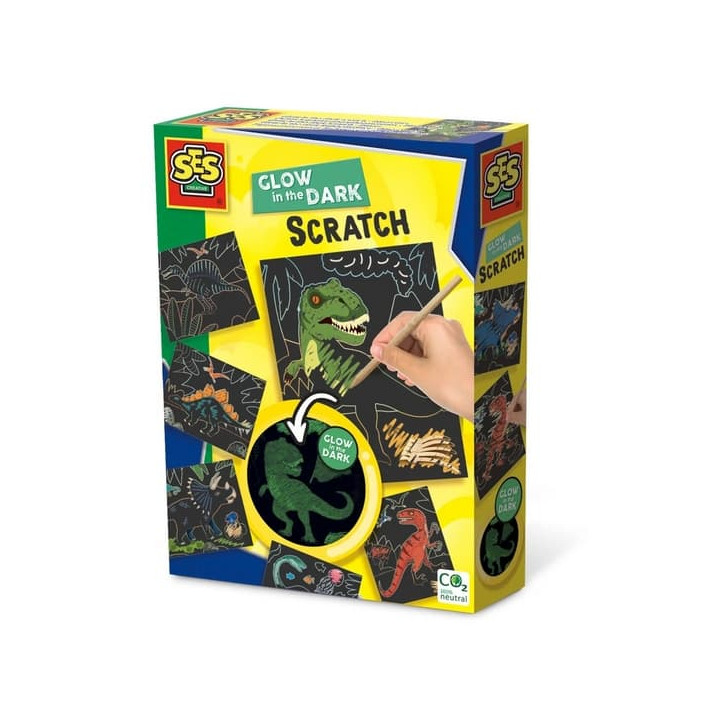 Vyškrabávací obrázky - dinosauři svítící ve tmě