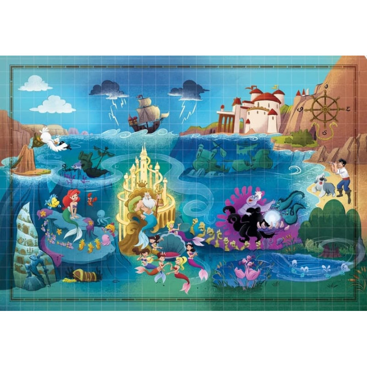 Puzzle 1000 dílků Disney Mapa - Malá mořská víla