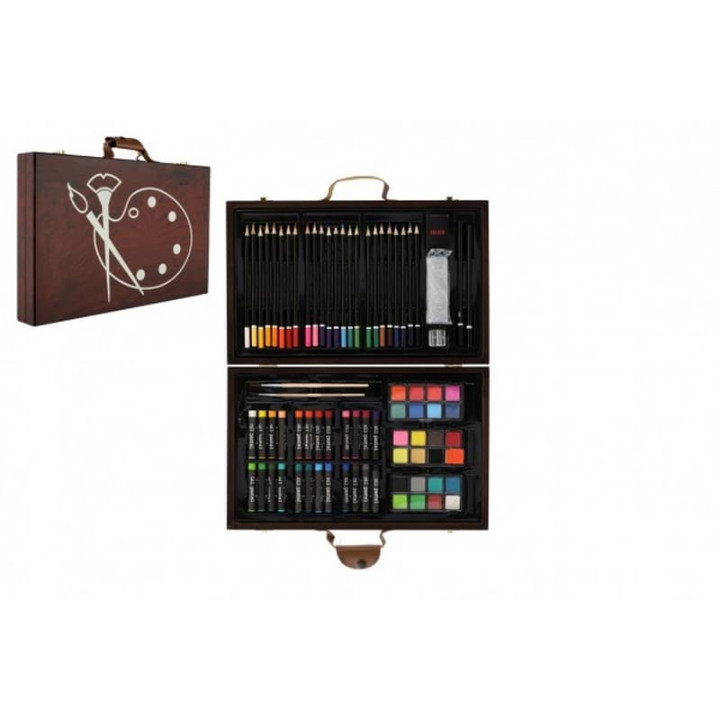 Sada na malování - Art box kreativní sada 79ks v dřevěném kufříku ve fólii