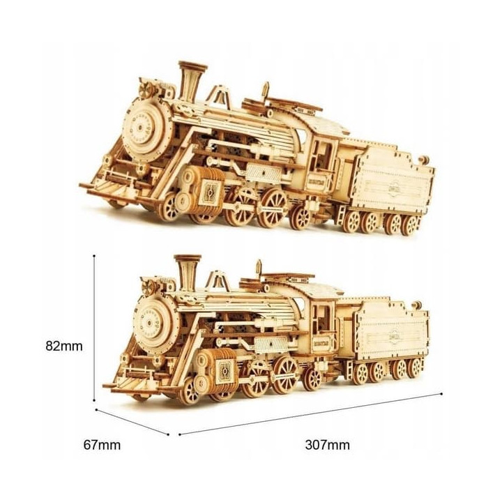 RoboTime dřevěné 3D puzzle Parní lokomotiva