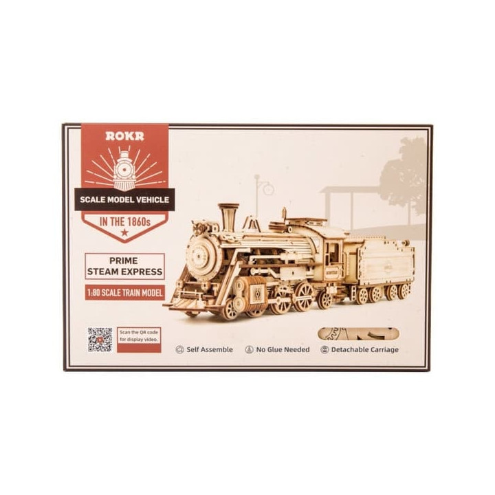 RoboTime dřevěné 3D puzzle Parní lokomotiva