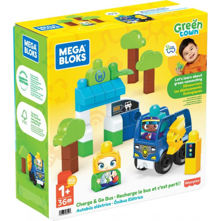 Mega Bloks Zelené město autobus nabij a jeď