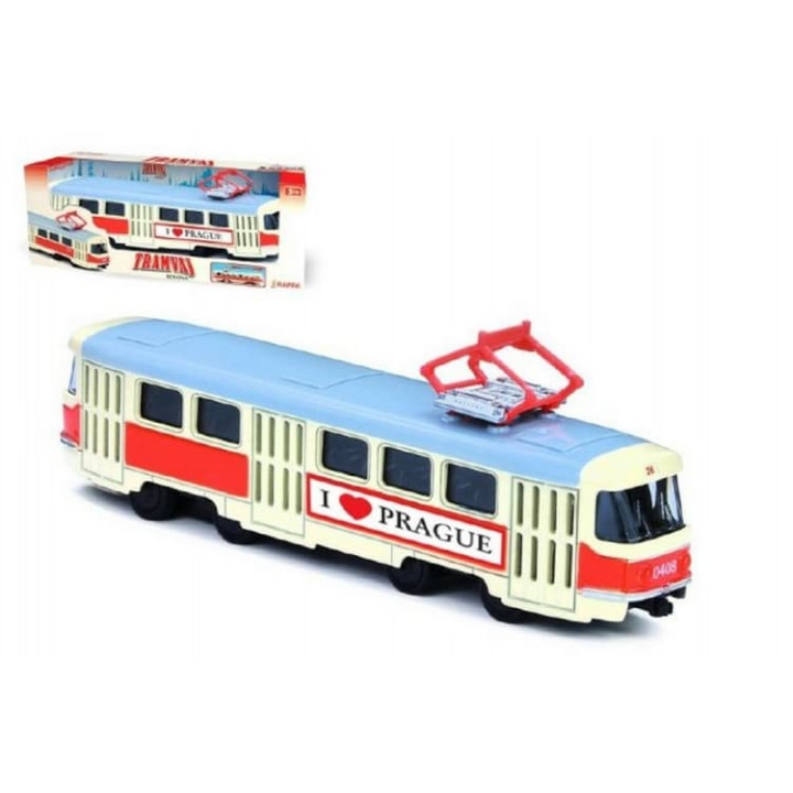 Tramvaj Tatra T3 kovová 16cm I LOVE PRAGUE zpětný chod