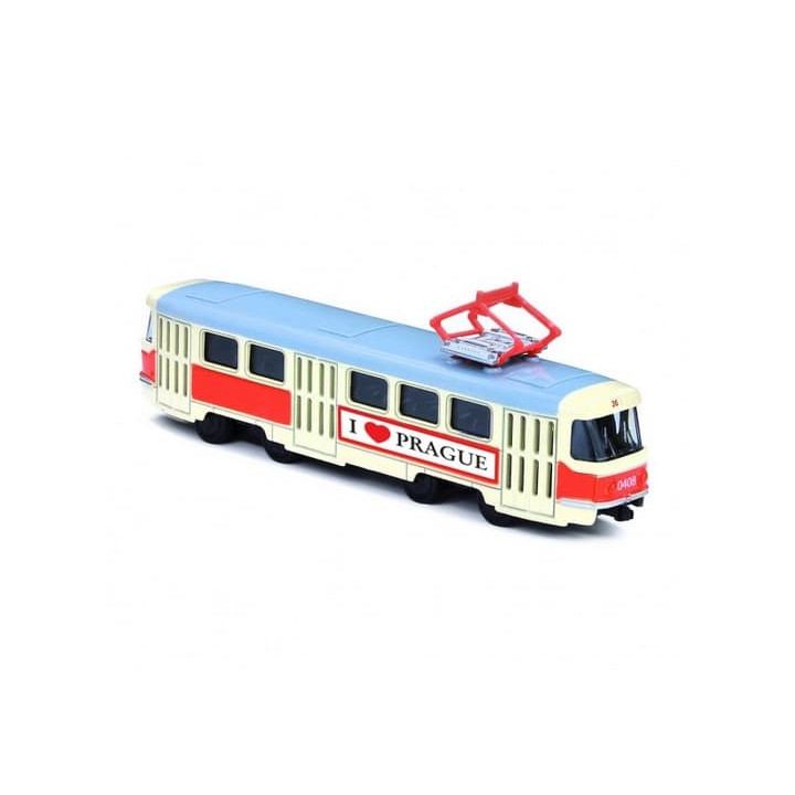 Tramvaj Tatra T3 kovová 16cm I LOVE PRAGUE zpětný chod