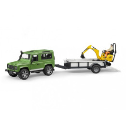 Bruder 2593 LAND ROVER+návěs+mikrobagr JCB+figurka
