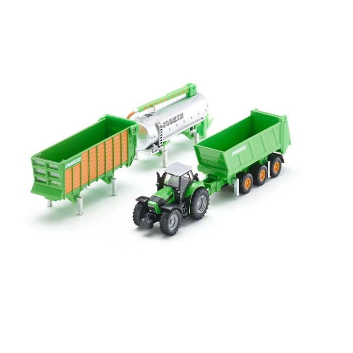SIKU Farmer 1848 - Traktor Deutz se sadou přívěsů Joskin, 1:87