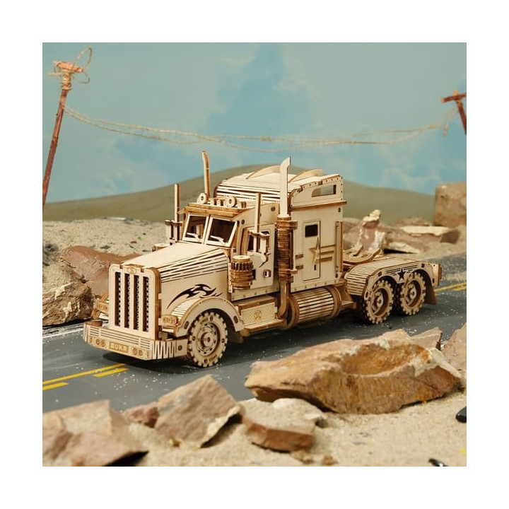 RoboTime dřevěné 3D puzzle Americký tahač