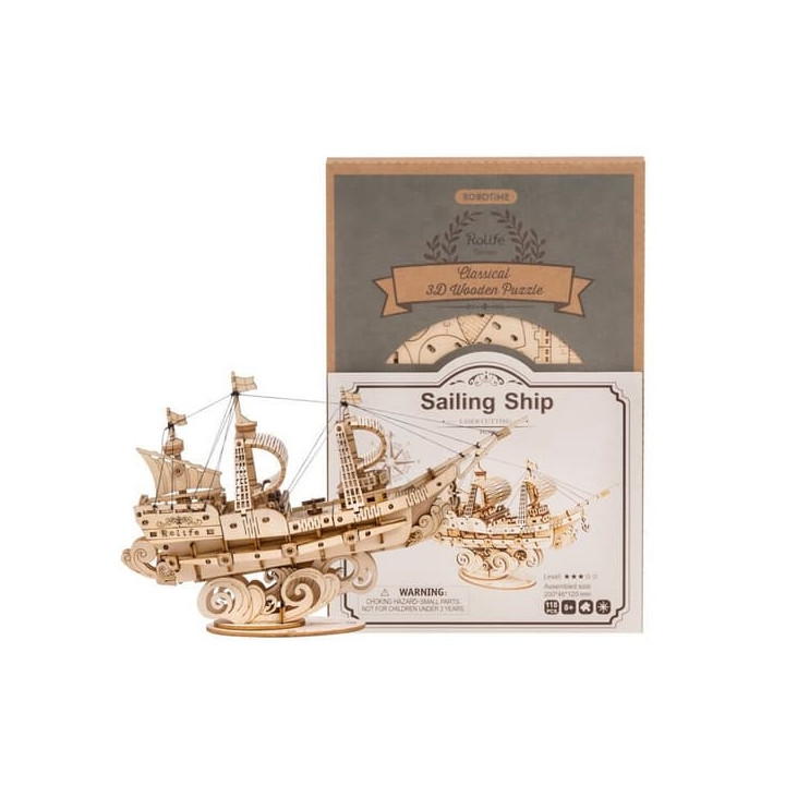 RoboTime dřevěné 3D puzzle Vojenská plachetnice