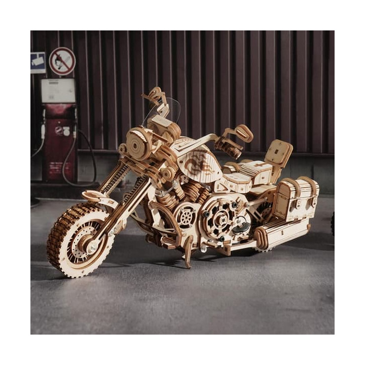 RoboTime 3D dřevěné mechanické puzzle Motorka (cruiser)