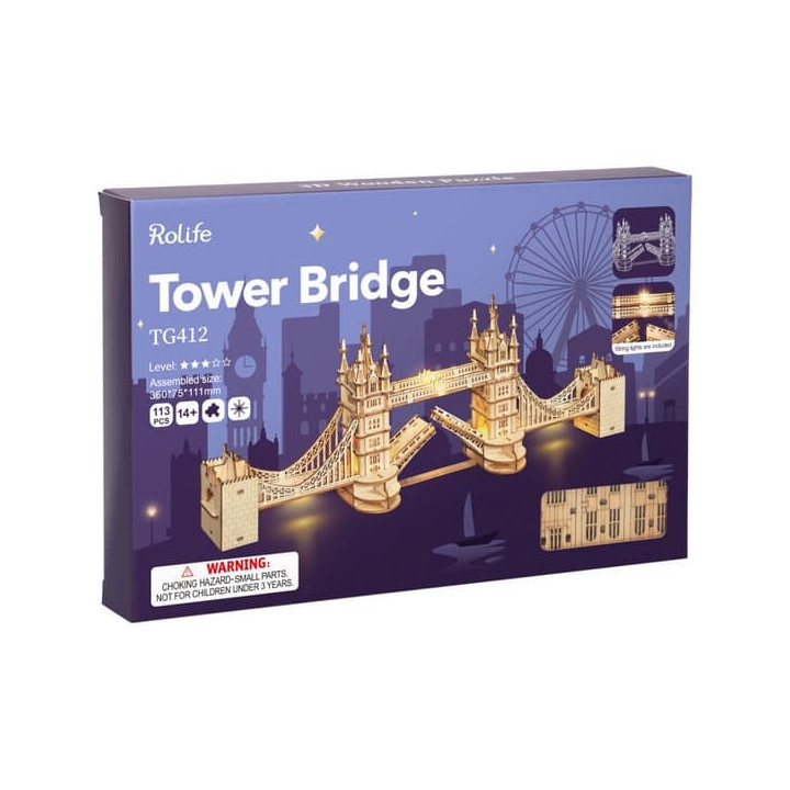 RoboTime dřevěné 3D puzzle most Tower Bridge svítící