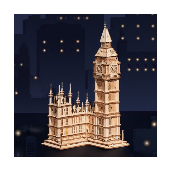 RoboTime dřevěné 3D puzzle hodinová věž Big Ben svítící