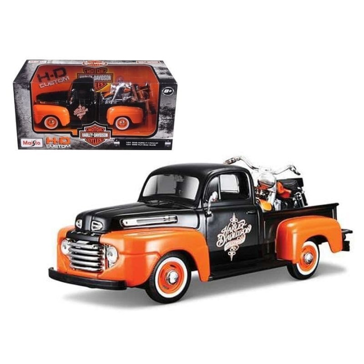Maisto - Harley-Davidson Custom, 1948 Ford F-1 Pick up + 1958 FLH Duo Glide, 1:24