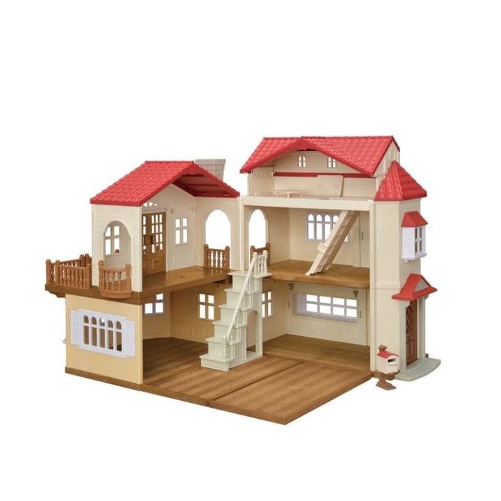 Sylvanian Familes Patrový dům s červenou střechou a se světly, nový