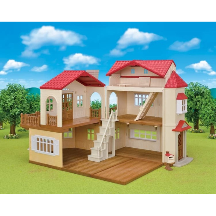 Sylvanian Familes Patrový dům s červenou střechou a se světly, nový