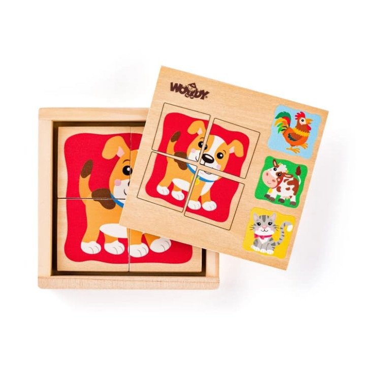 Minipuzzle - Zvířátka v dř. krabičce