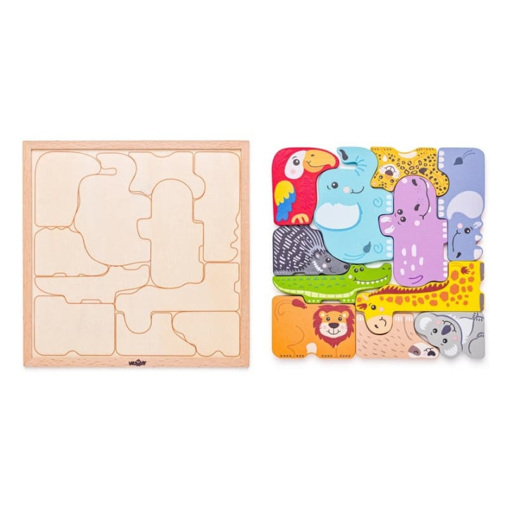 Puzzle na desce - Zvířátka