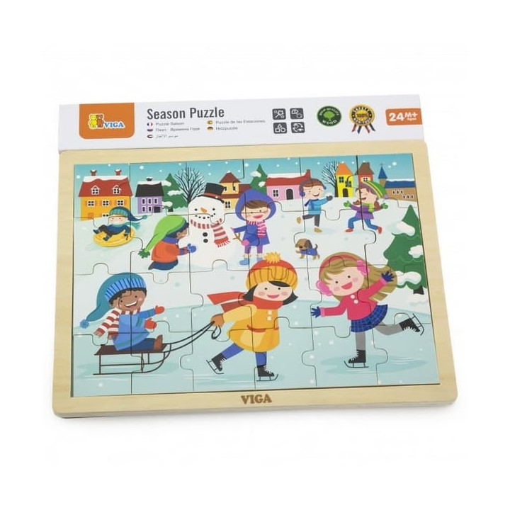 Dřevěné puzzle 24 dílků - zima
