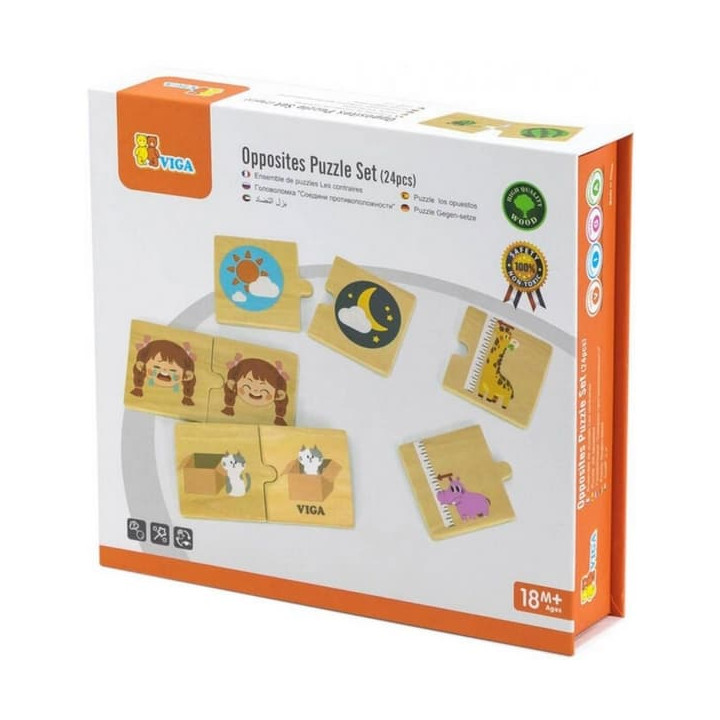 Dřevěné puzzle protiklady