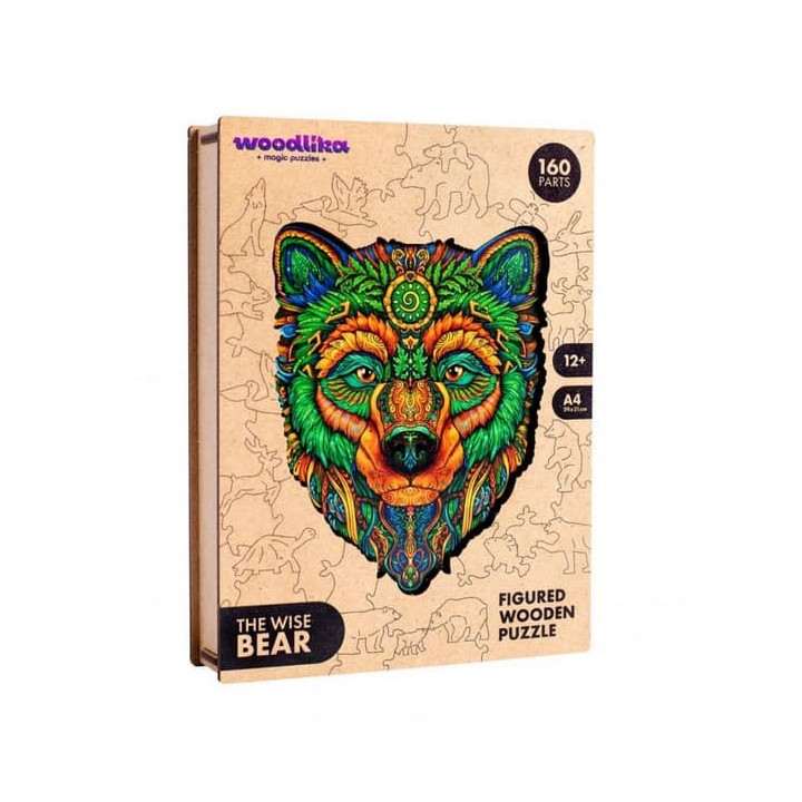 DŘEVĚNÉ BAREVNÉ PUZZLE - Moudrý medvěd