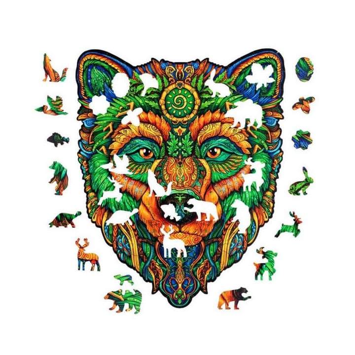 DŘEVĚNÉ BAREVNÉ PUZZLE - Moudrý medvěd