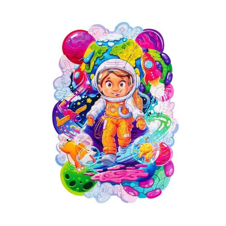 DŘEVĚNÉ BAREVNÉ PUZZLE - Vesmírný dobrodruh