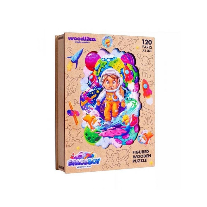 DŘEVĚNÉ BAREVNÉ PUZZLE - Vesmírný dobrodruh