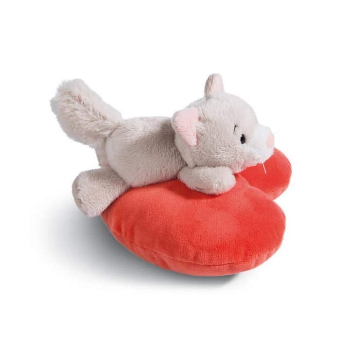 NICI plyš Love Kočička huňatá ležící, srdce, 13cm
