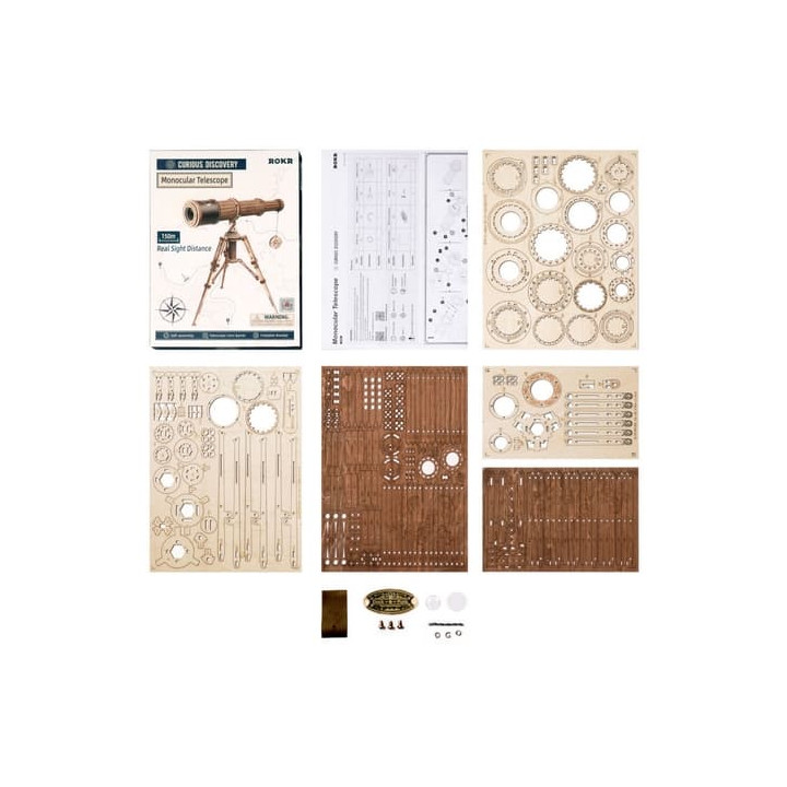RoboTime 3D dřevěné mechanické puzzle Pirátský dalekohled