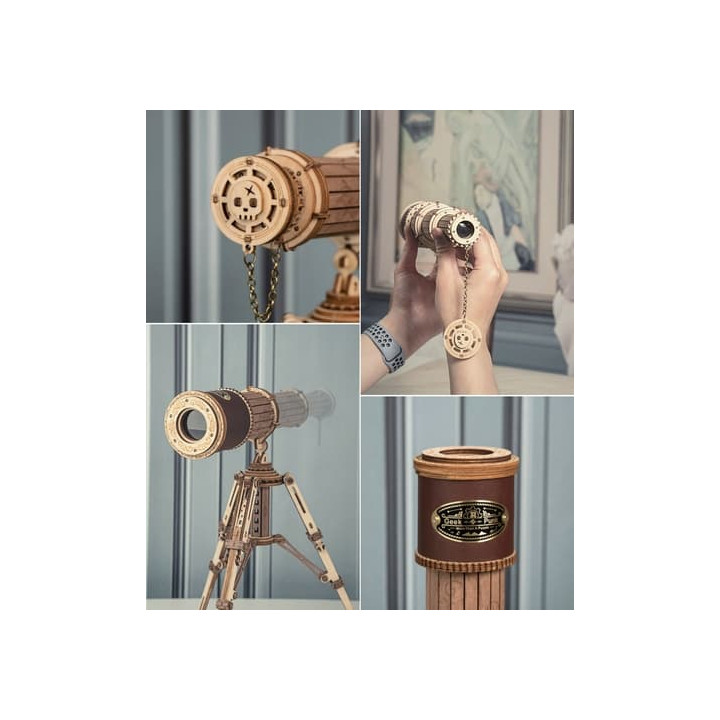 RoboTime 3D dřevěné mechanické puzzle Pirátský dalekohled