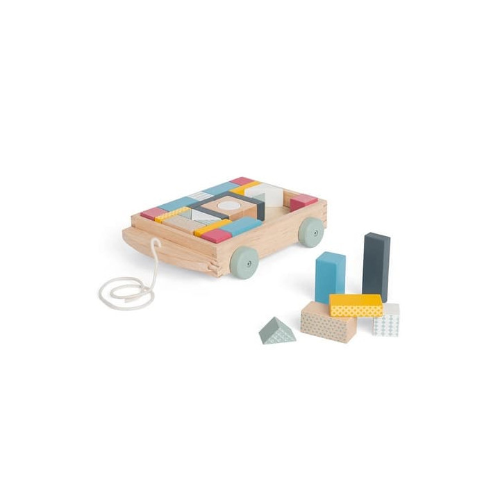 Bigjigs Toys Vozík s dřevěnými kostkami