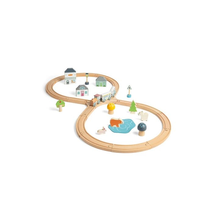 Bigjigs Toys Dřevěná vláčkodráha u lesa