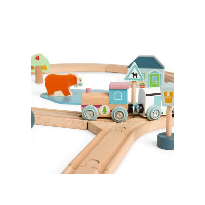 Bigjigs Toys Dřevěná vláčkodráha u lesa