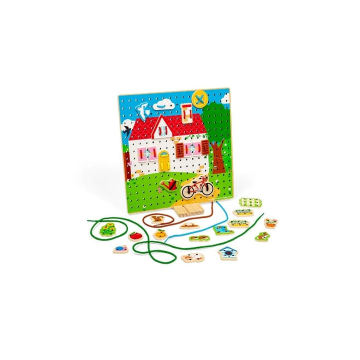 Bigjigs Toys Provlékací deska domeček