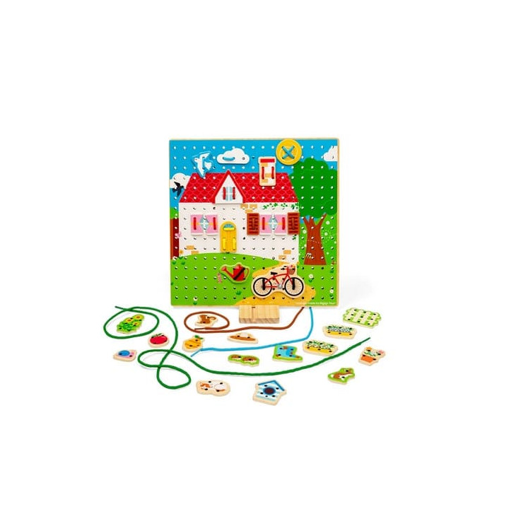 Bigjigs Toys Provlékací deska domeček