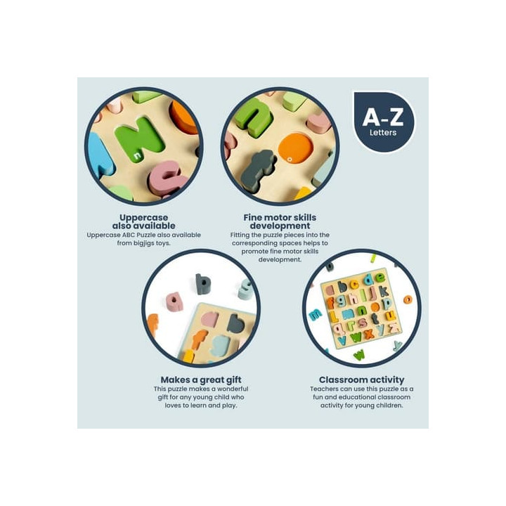 Bigjigs Toys Dřevěné puzzle malá písmena - abc