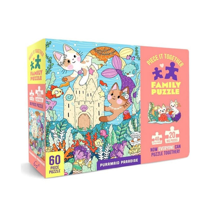 Chronicle Books Rodinné puzzle Purrmaid Paradise 60 dílků